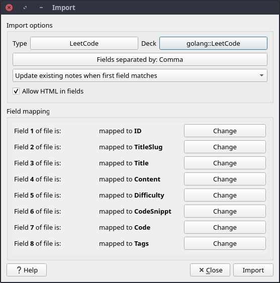 Import CSV