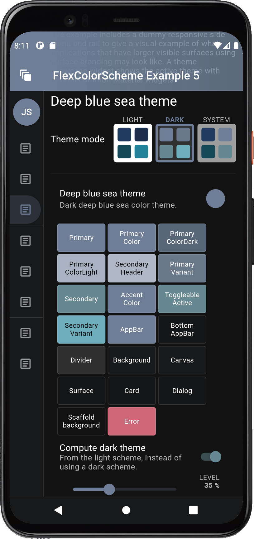 ColorScheme example 5 dark computed