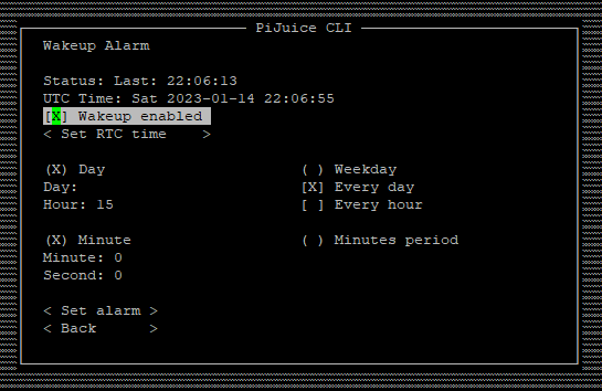 PiJuice CLI Wakeup