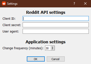 Example of settings dialog window