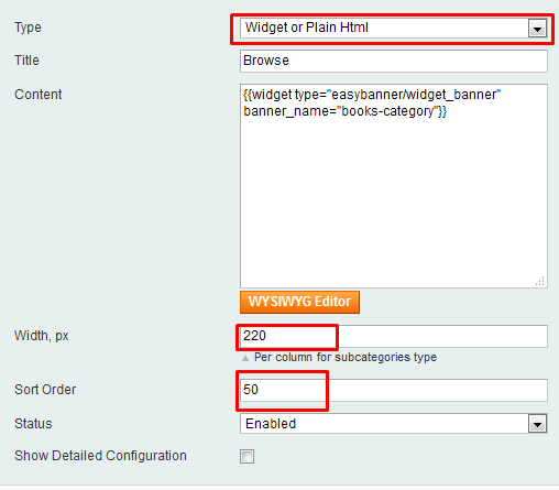 Easybanner column settings