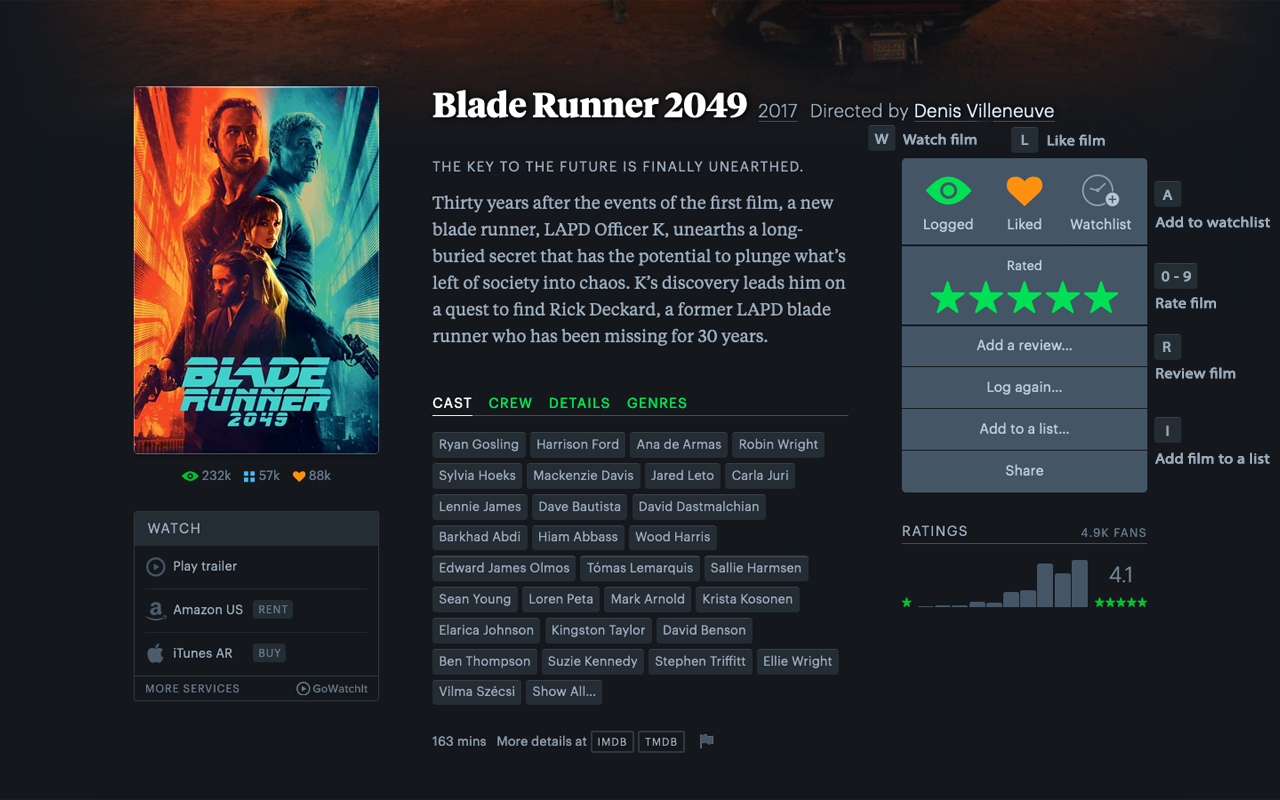 Letterboxd Shortcuts preview - Film