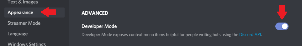 discord dev mode