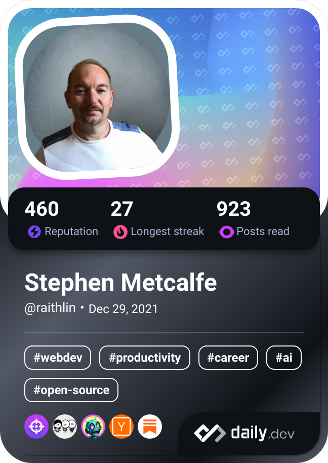 Stephen Metcalfe's Dev Card