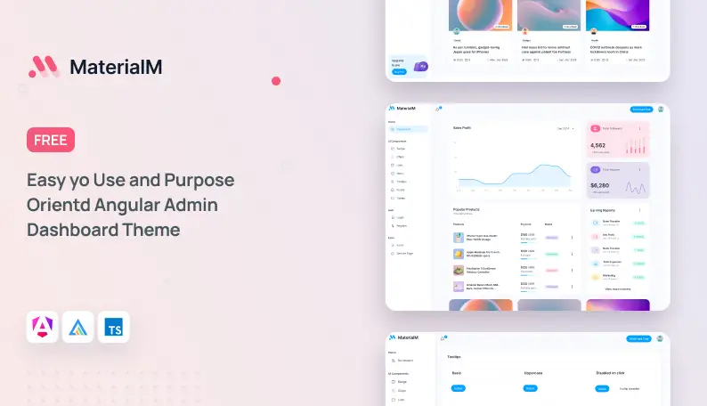 MaterialM Free Tailwind React Admin Template Demo Screenshot