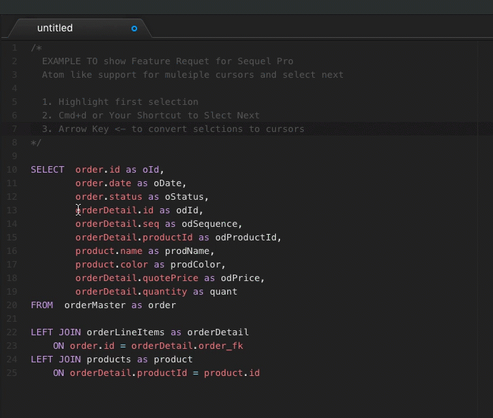 Multi-Cursor or Multiple Cursors and Select Next, Support in Query ...