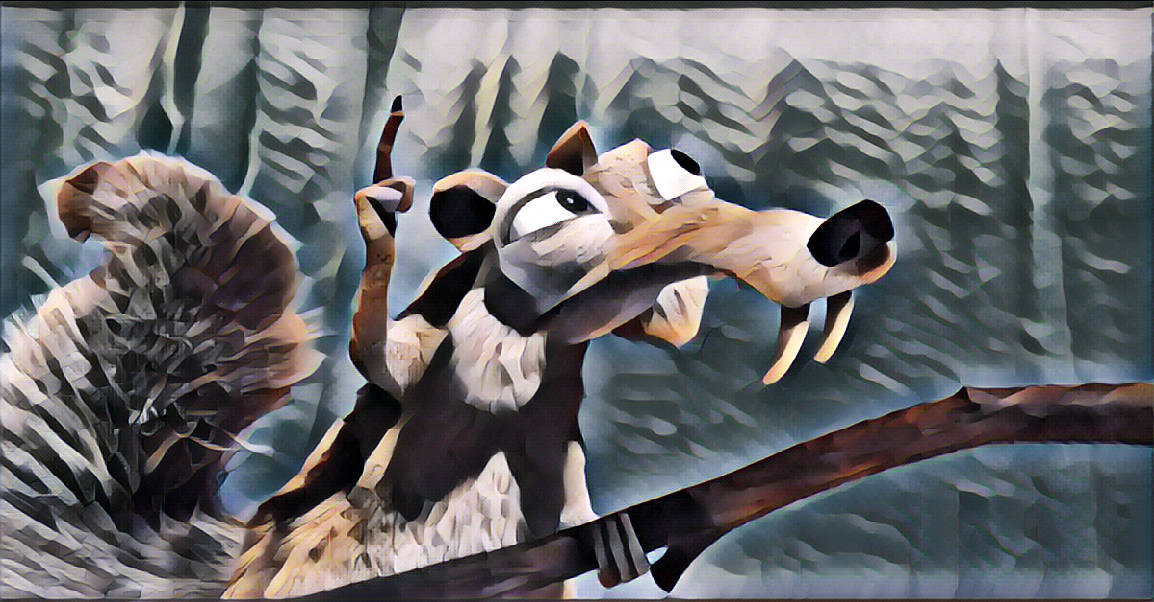 Image of scrat holding up finger to sense the direction of the wind