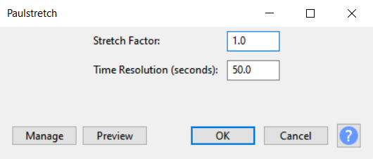 Paulstretch effect dialog