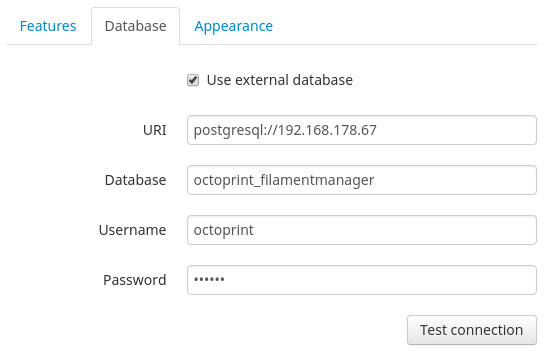 database config