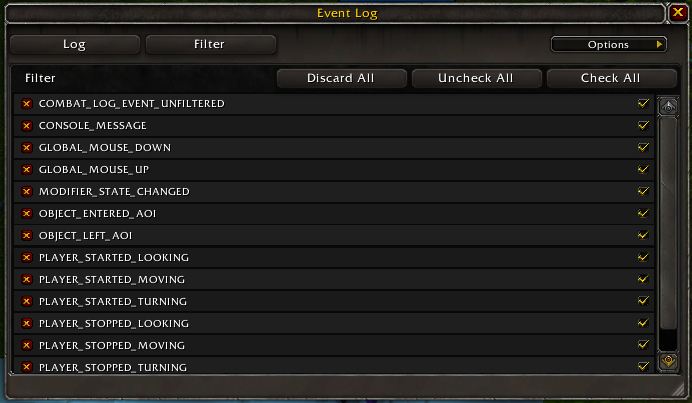 Event Trace Filter Tab