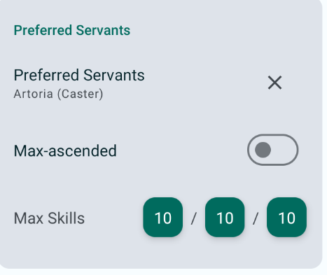 Servant Settings