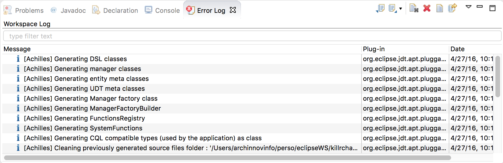 Eclipse Annotation Processor Output