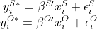 \begin{array}{c} y_i^{S*} = \beta^{S\prime}x_i^S+\epsilon_i^S\\ y_i^{O*} = \beta^{O\prime}x_i^O+\epsilon_i^O \end{array}