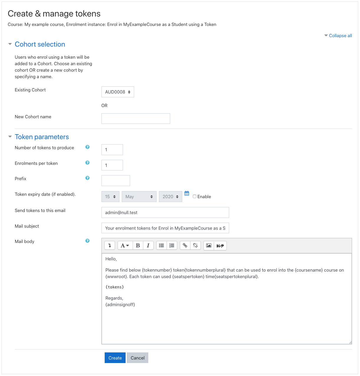 Create Tokens