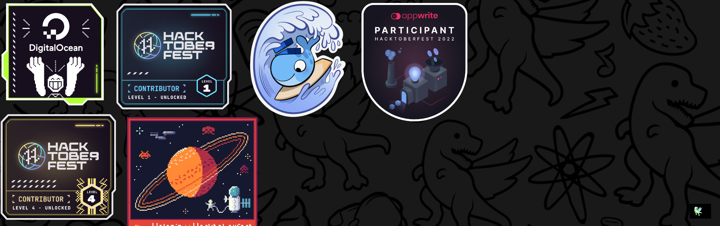 An image of @arpitjha's Holopin badges, which is a link to view their full Holopin profile