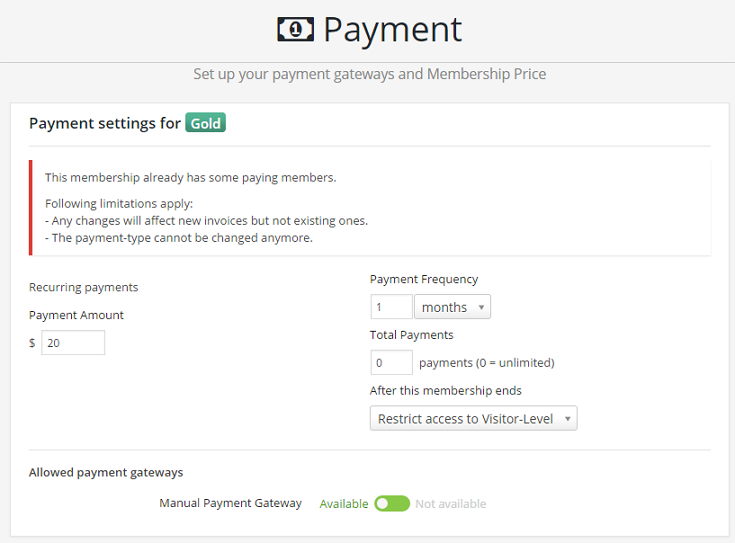 M2 Subscription Payment Options