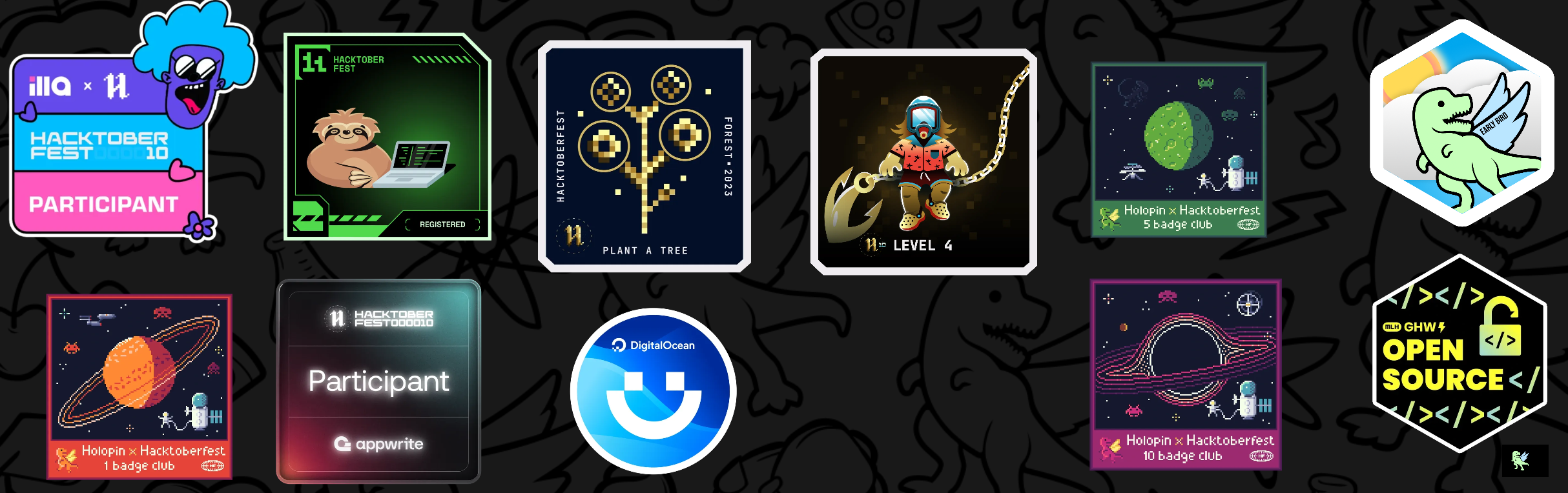 An image of @dimuthu's Holopin badges, which is a link to view their full Holopin profile