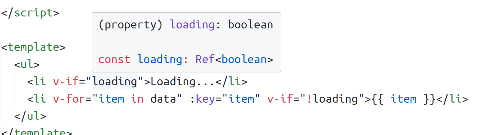 (property) loading: boolean const loading: Ref<boolean>
