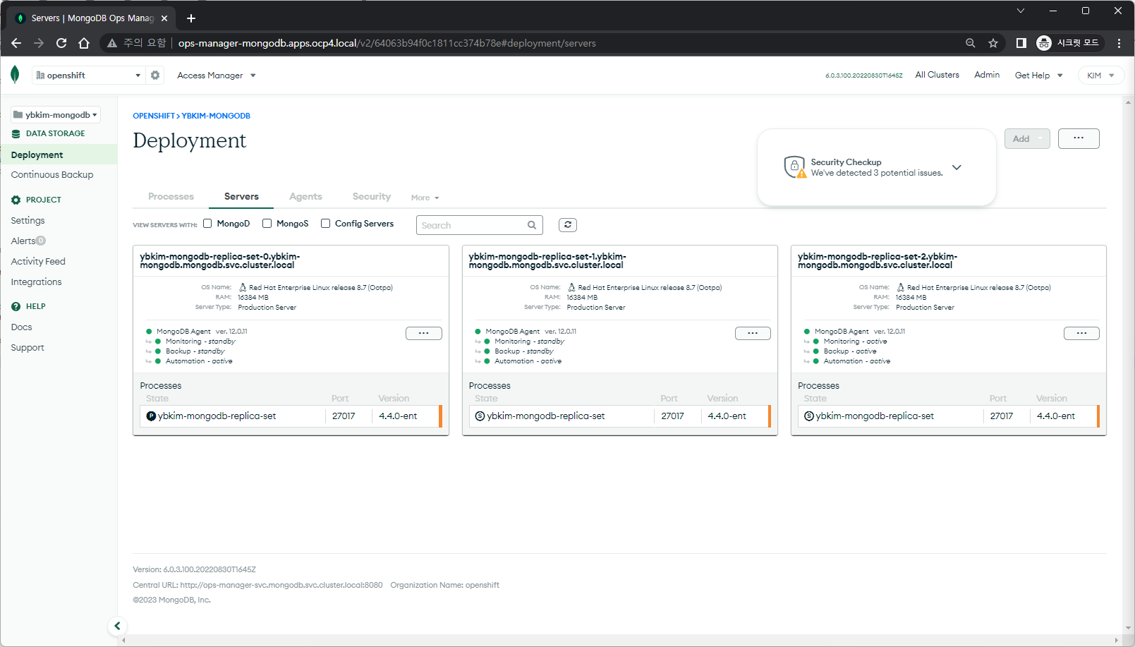 MongoDB - OpsManager: Project Deployment Server