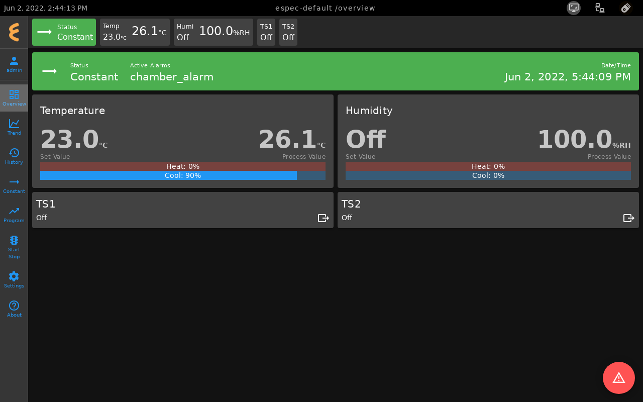Constant mode may be switched during an alarm state