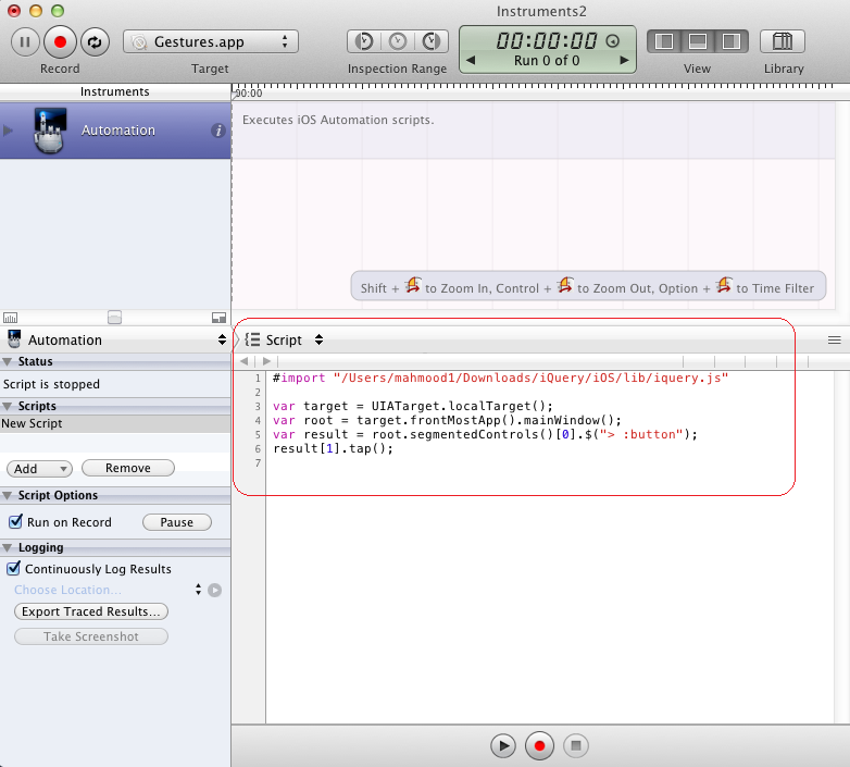 sample test code