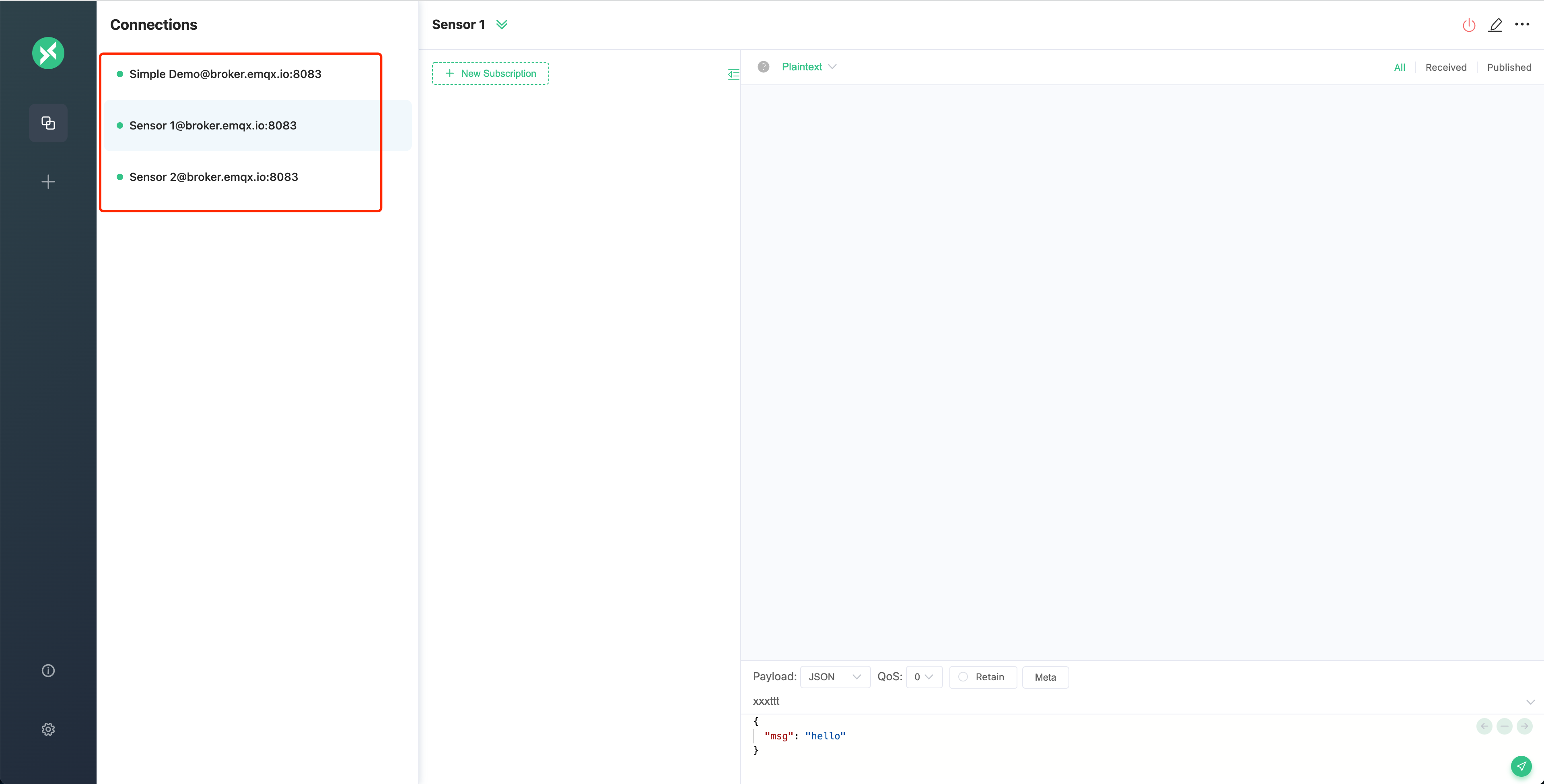 MQTT connection created successfully