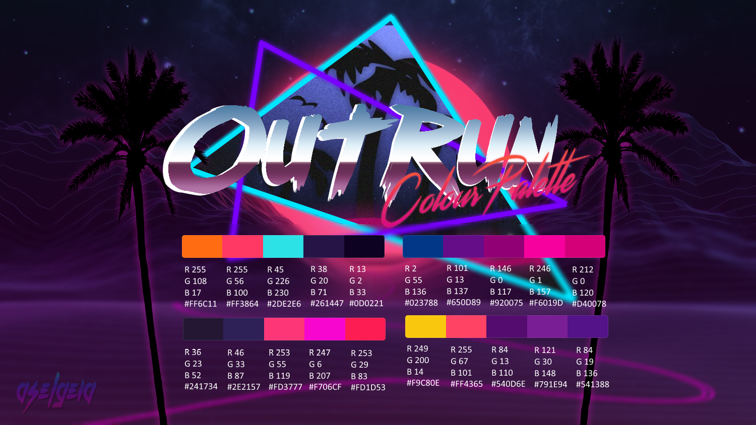 Outrun Colour Palette