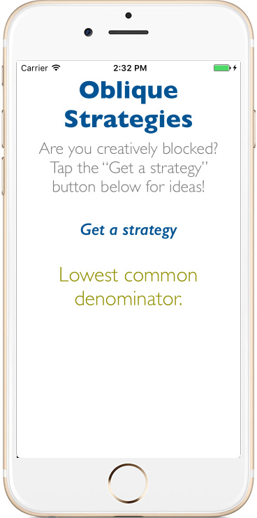 Screenshot of Oblique Strategies app