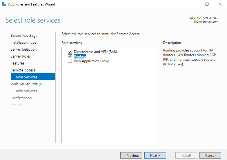 Configure RAS-NAT (Install Routing)