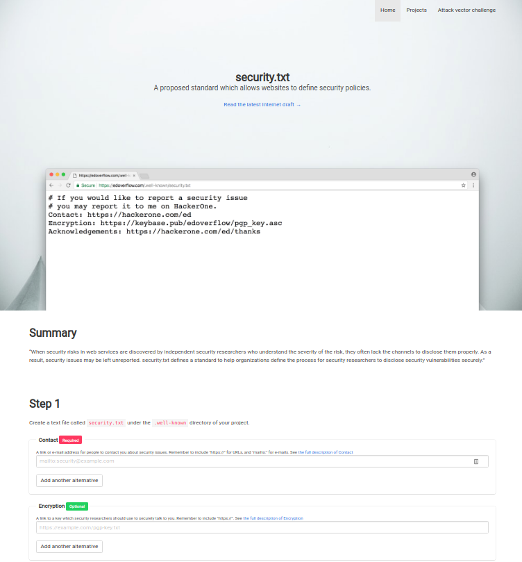 Screenshot of the securitytxt.org website
