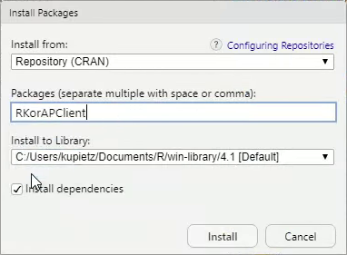 Installation of RKorAPClient package in RStudio