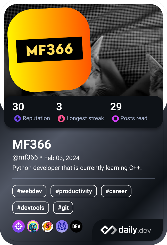 MF366's Dev Card