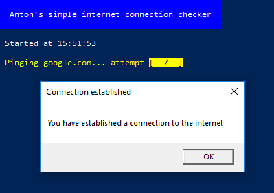 screenshot of checkInternetSimple.ps1