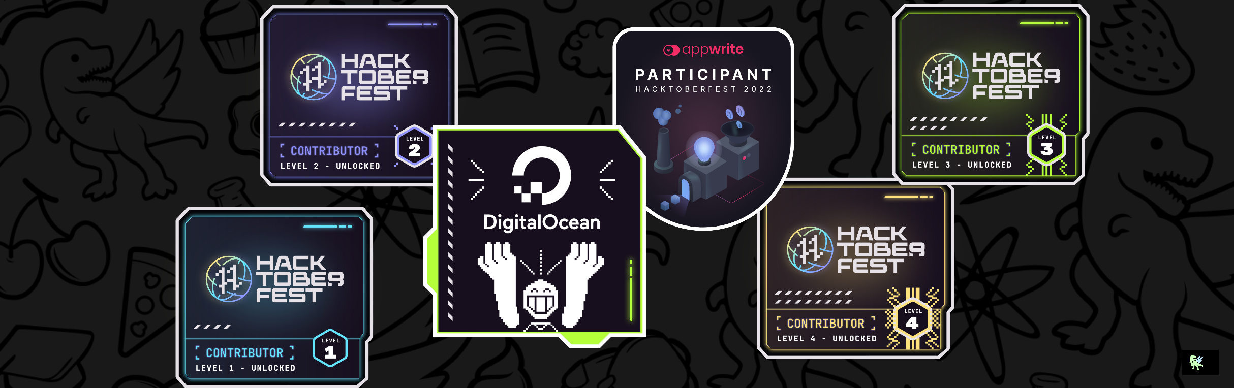 An image of @kereh's Holopin badges, which is a link to view their full Holopin profile