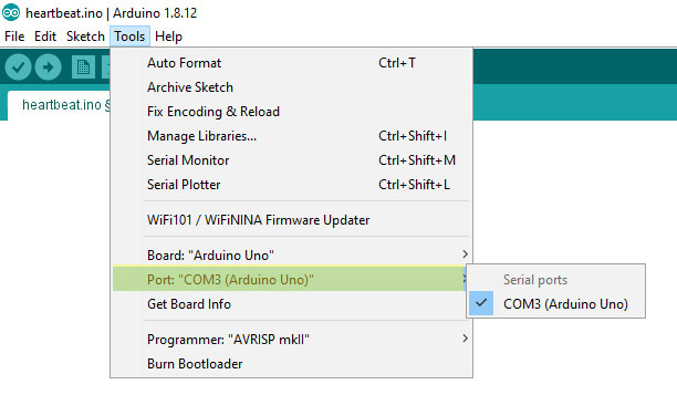 Finding the name of the COM port.