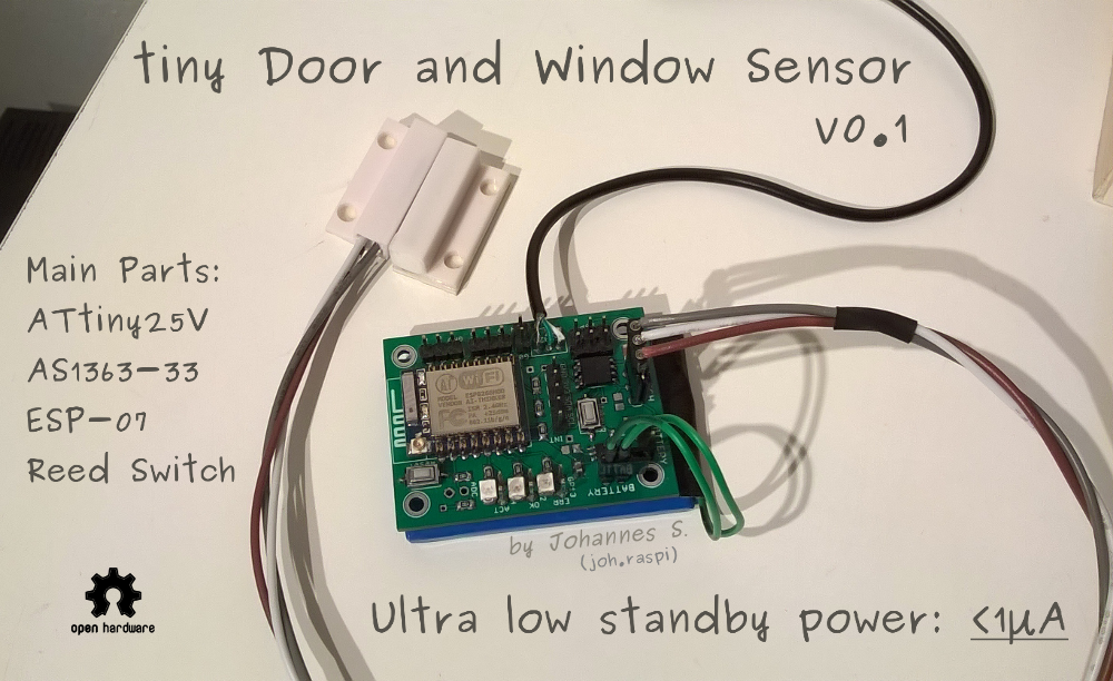 Tiny dooor and window sensor - Breadboard setup