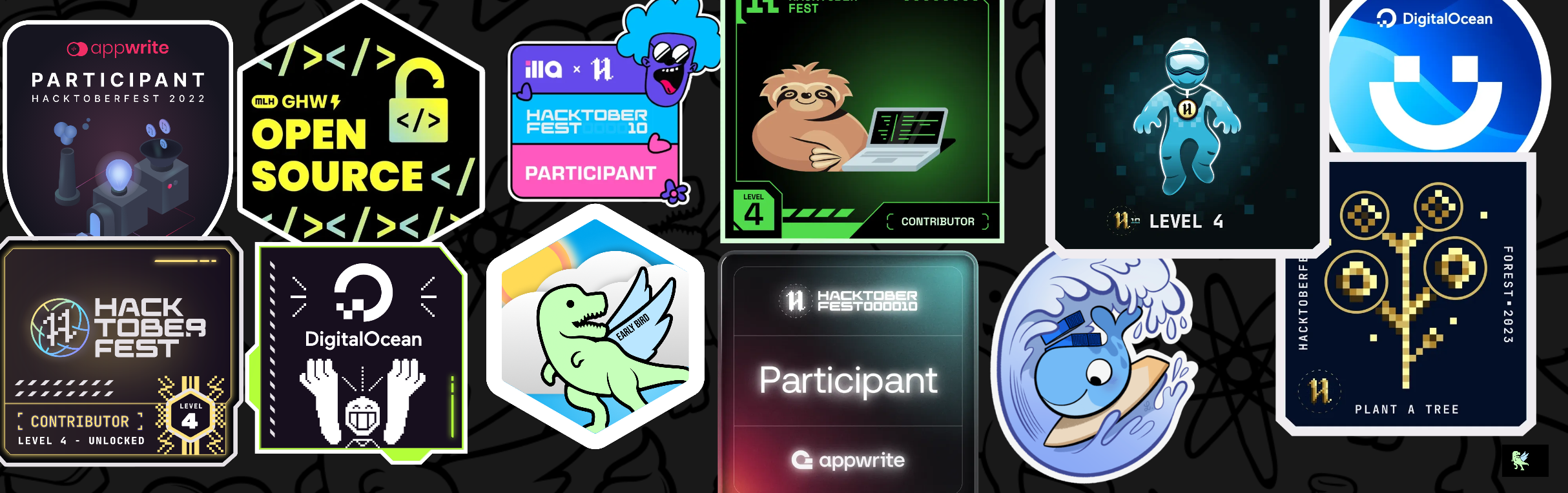 An image of @gauravmandall's Holopin badges, which is a link to view their full Holopin profile