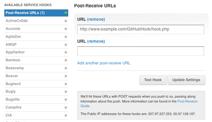 GitHub Post-Receive URLs