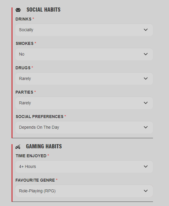 Gamerdating questions for profile