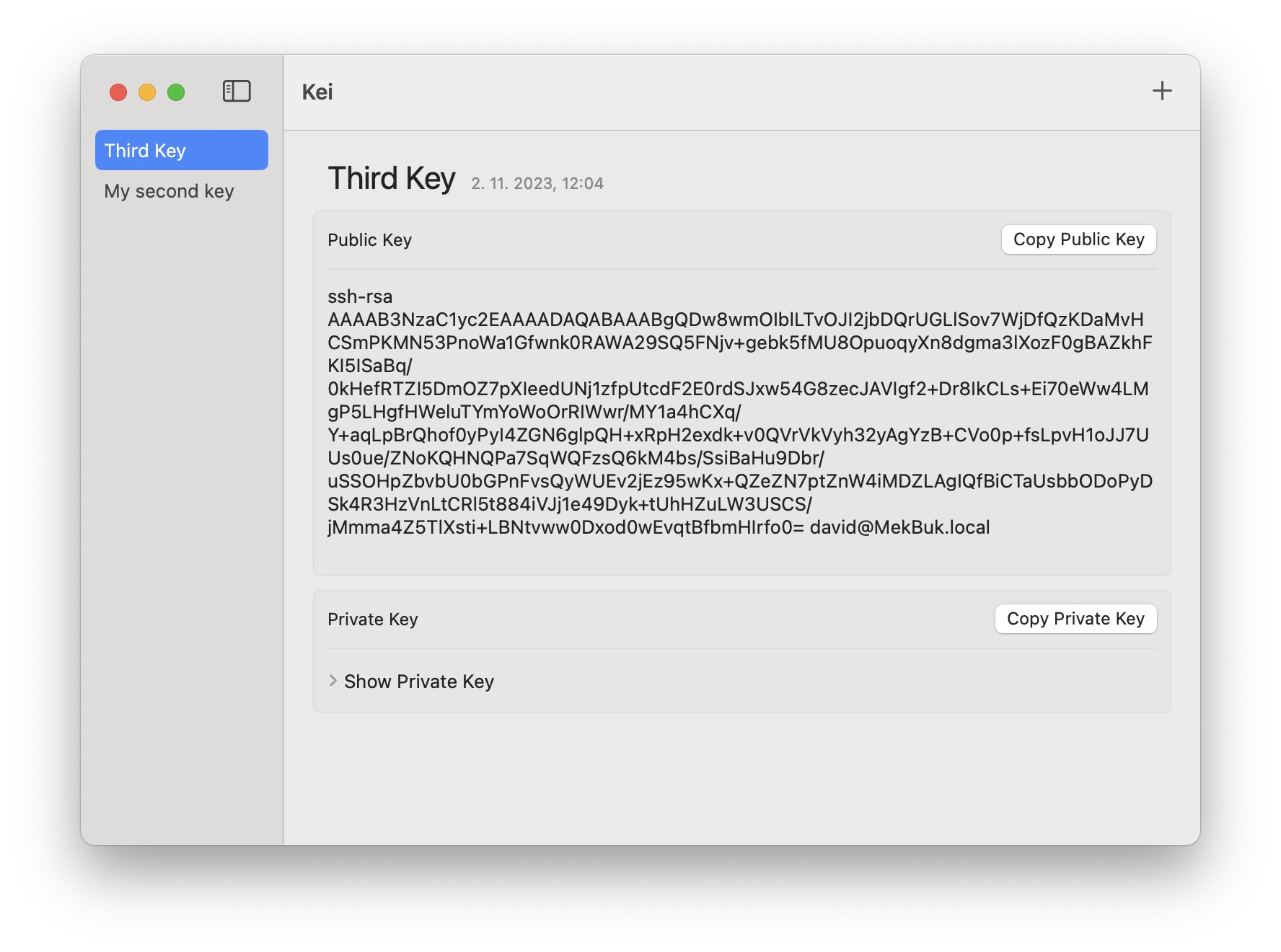 SSH key detail