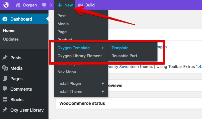 Optimizations for Oxygen Template Post Types in "New Content" Group