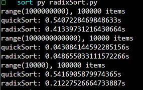 radixSort vs quickSort