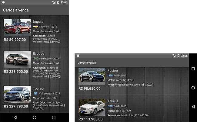 Aplicativo Android de carros