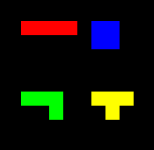 Tetris generating coloured shapes from blocks