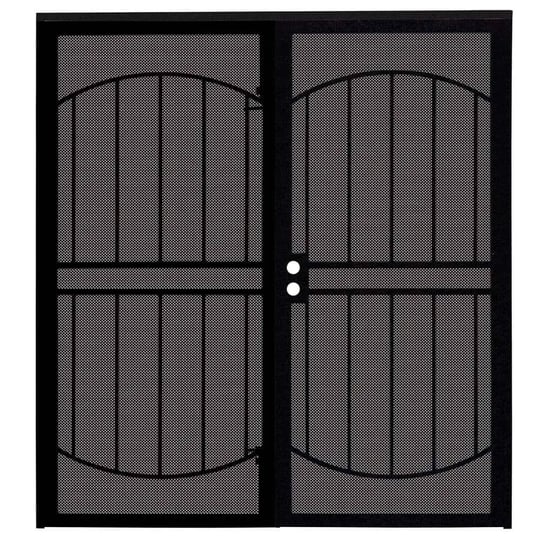 titan-72-in-x-80-in-arcada-black-surface-mount-outswing-steel-double-security-door-with-expanded-met-1
