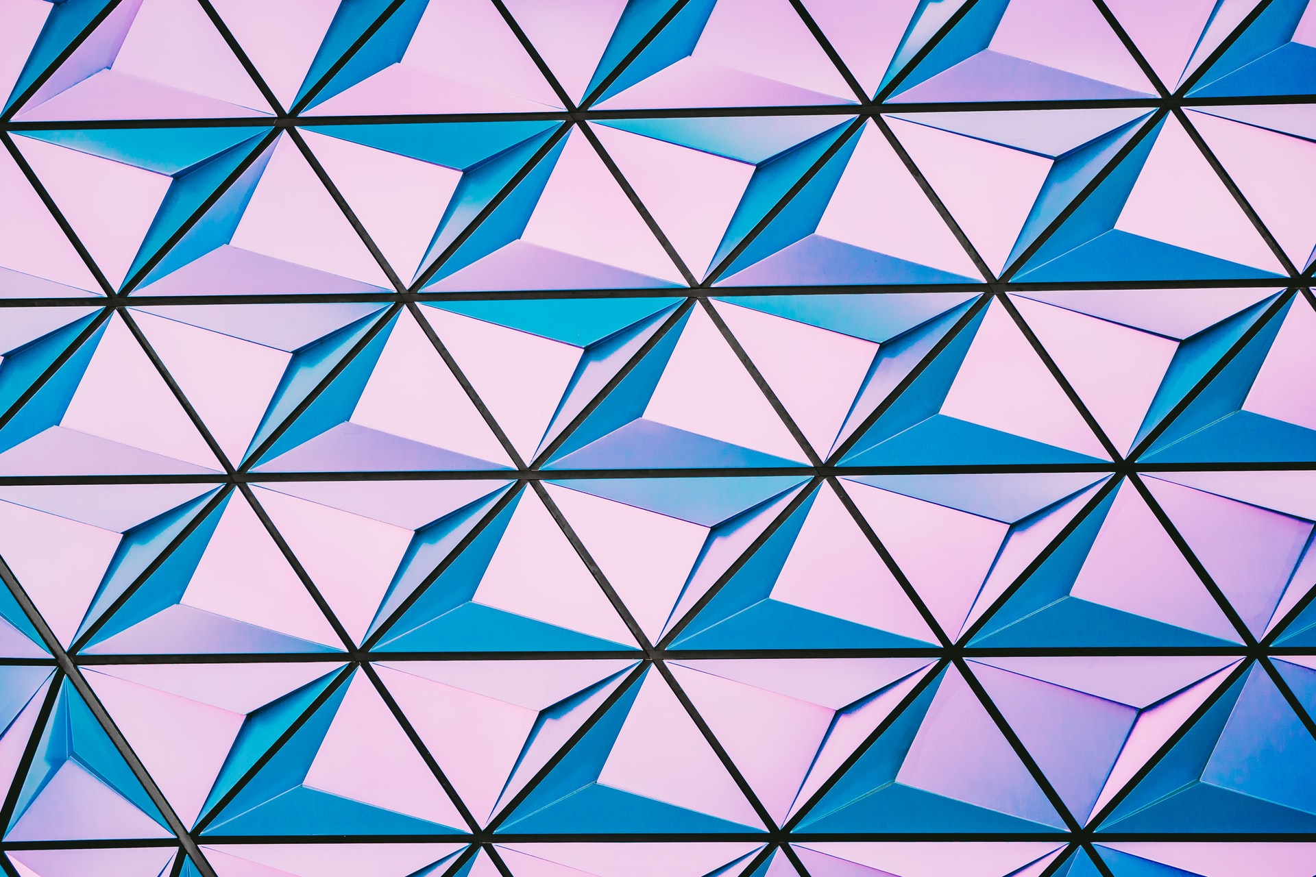 pink-and-blue pattern, arranged in triangles