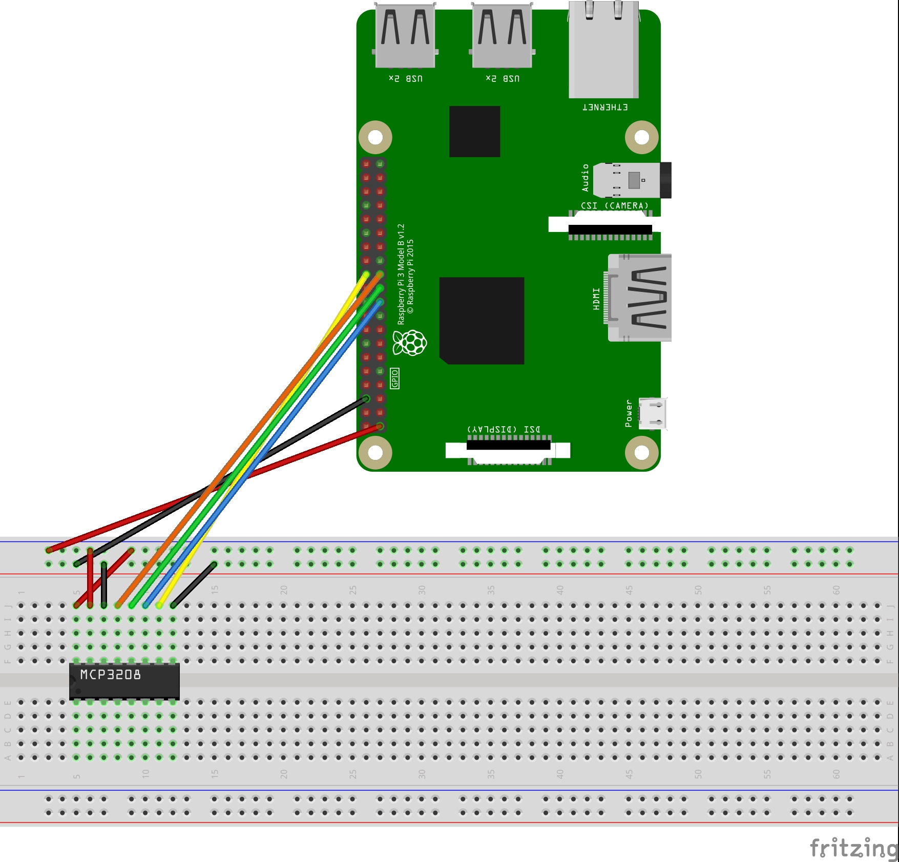 MCP3208 to RPi