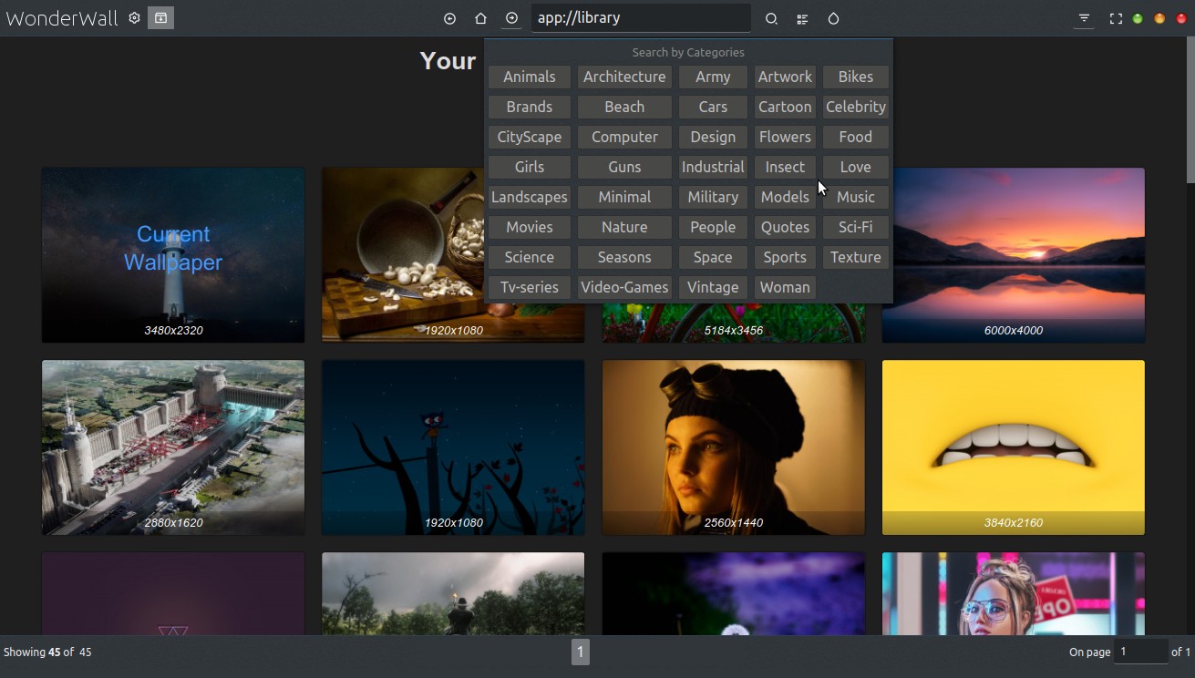 Wonderwall wallpaper manager walpaper categories