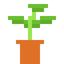 Sprout logo, a pixel art plant sprouting out of an orange pot