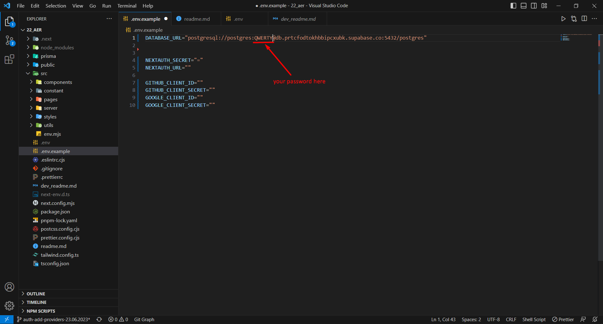 Paste env values